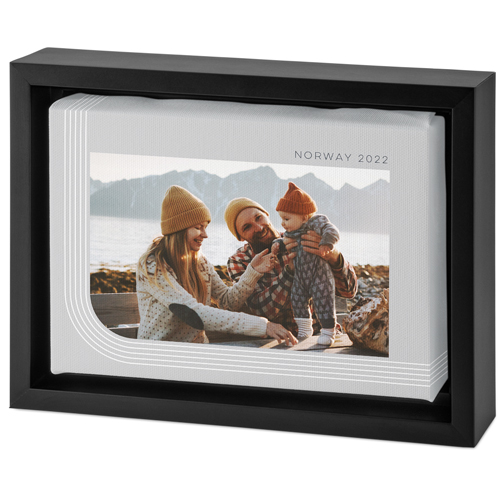 Curved Lines Border Tabletop Framed Canvas Print, 5x7, Black, Tabletop Framed Canvas Prints, Gray, smoke