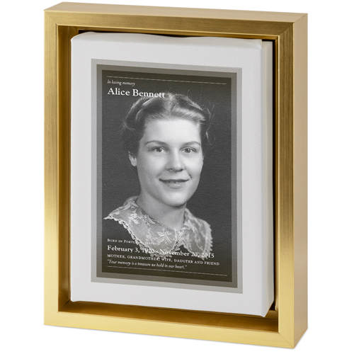 In Memoriam Portrait Tabletop Framed Canvas Print, 5x7, Gold, Tabletop Framed Canvas Prints, Gray, silver lining