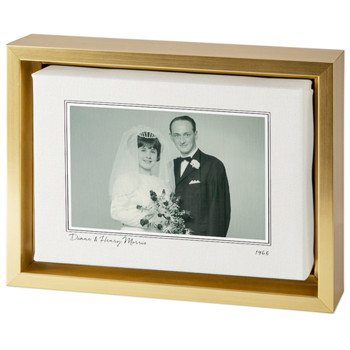 Vintage Border Tabletop Framed Canvas Print, 5x7, Gold, Tabletop Framed Canvas Prints, Brown