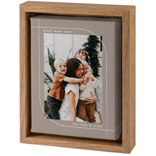 Rounded Mod Border Tabletop Framed Canvas Print, 5x7, Natural, Tabletop Framed Canvas Prints, Gray, ash