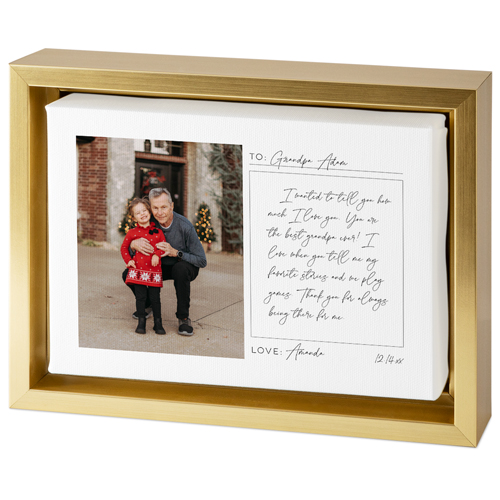 Handwritten Letter Grandpa Tabletop Framed Canvas Print, 5x7, Gold, Tabletop Framed Canvas Prints, White