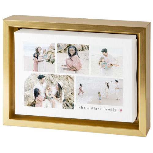 Modern Heart Collage Tabletop Framed Canvas Print, 5x7, Gold, Tabletop Framed Canvas Prints, White