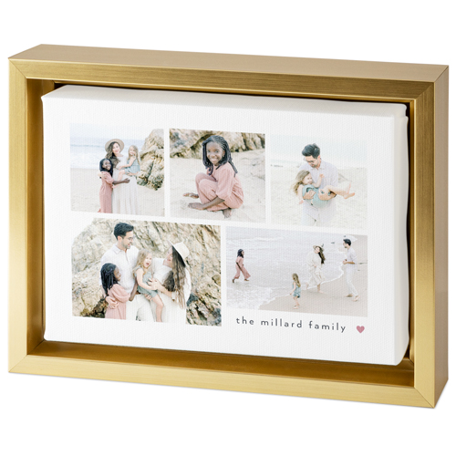 Modern Heart Collage Tabletop Framed Canvas Print, 5x7, Gold, Tabletop Framed Canvas Prints, White, white