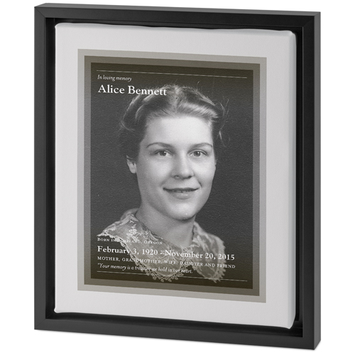 In Memoriam Portrait Tabletop Framed Canvas Print, 8x10, Black, Tabletop Framed Canvas Prints, Gray