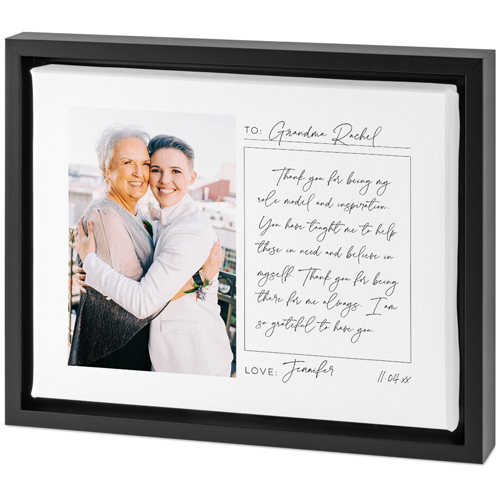 Handwritten Letter Grandma Tabletop Framed Canvas Print, 8x10, Black, Tabletop Framed Canvas Prints, White