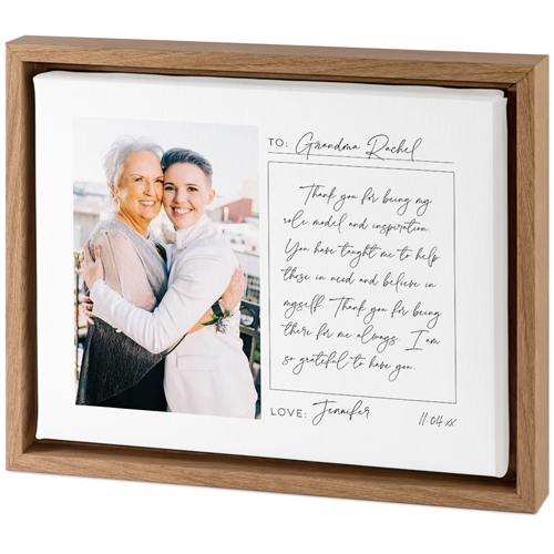 Handwritten Letter Grandma Tabletop Framed Canvas Print, 8x10, Natural, Tabletop Framed Canvas Prints, White