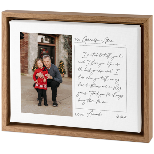 Handwritten Letter Grandpa Tabletop Framed Canvas Print, 8x10, Natural, Tabletop Framed Canvas Prints, White
