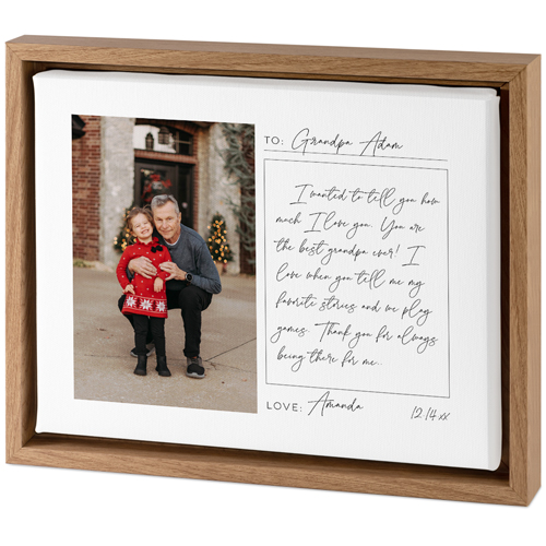 Handwritten Letter Grandpa Tabletop Framed Canvas Print, 8x10, Natural, Tabletop Framed Canvas Prints, White, white