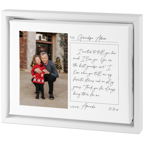 Handwritten Letter Grandpa Tabletop Framed Canvas Print, 8x10, White, Tabletop Framed Canvas Prints, White