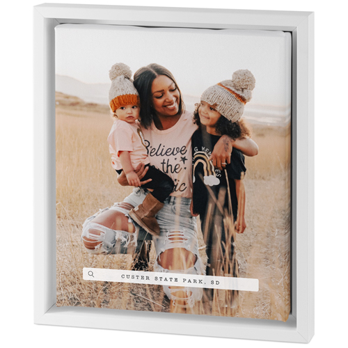 Travel Banner Portrait Tabletop Framed Canvas Print, 8x10, White, Tabletop Framed Canvas Prints, Black