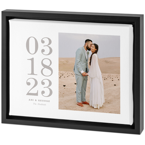 Wedding Date Tabletop Framed Canvas Print, 8x10, Black, Tabletop Framed Canvas Prints, White