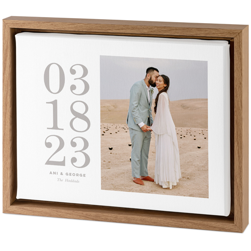 Wedding Date Tabletop Framed Canvas Print, 8x10, Natural, Tabletop Framed Canvas Prints, White
