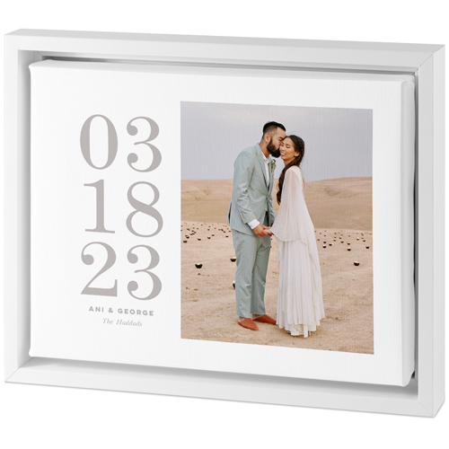 Wedding Date Tabletop Framed Canvas Print, 8x10, White, Tabletop Framed Canvas Prints, White, white