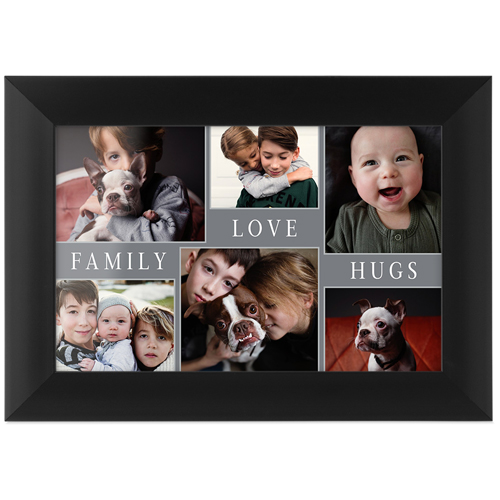Hug Family Tabletop Framed Prints, Black, None, 4x6, Gray, slate