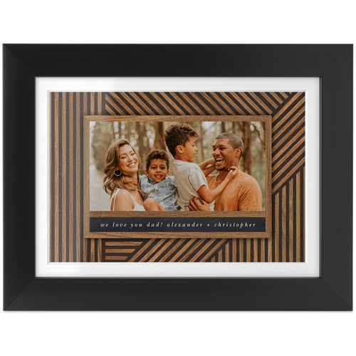 Crosshatch Wood Tabletop Framed Prints, Black, White, 4x6, Brown, taupe