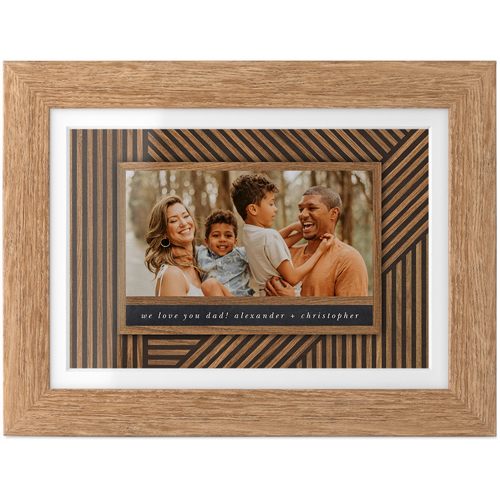 Crosshatch Wood Tabletop Framed Prints, Natural, White, 4x6, Brown