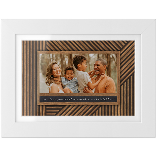 Crosshatch Wood Tabletop Framed Prints, White, White, 4x6, Brown