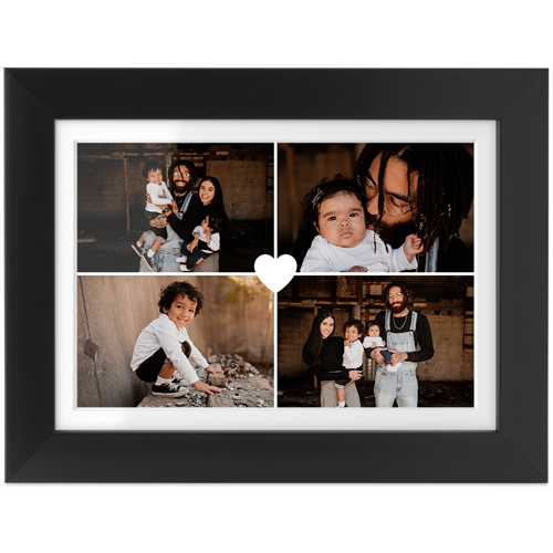 Heart Grid Tabletop Framed Prints, Black, White, 4x6, White