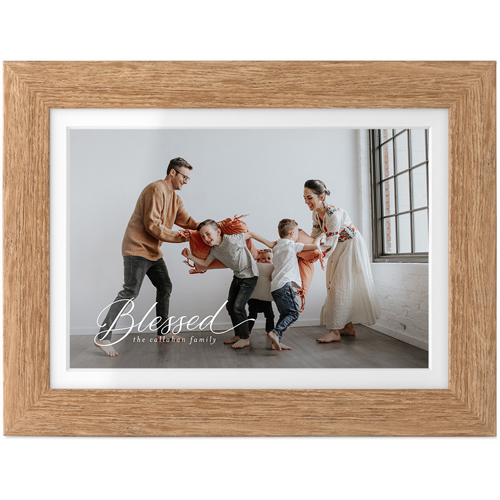 Blessed Script Tabletop Framed Prints, Natural, White, 4x6, White, white