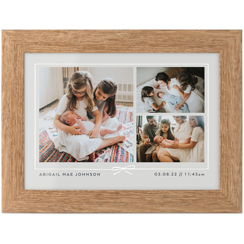 Bow Border Collage Tabletop Framed Prints, Natural, None, 5x7, Gray, silver lining