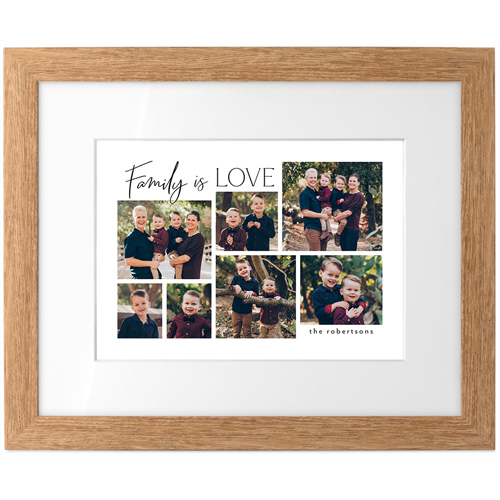 Family Is Love Script Tabletop Framed Prints, Natural, White, 5x7, Black