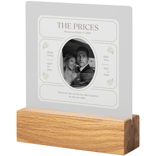 Vintage Stationery Frame Tabletop Metal Prints, 5x5, Natural, Gray, smoke