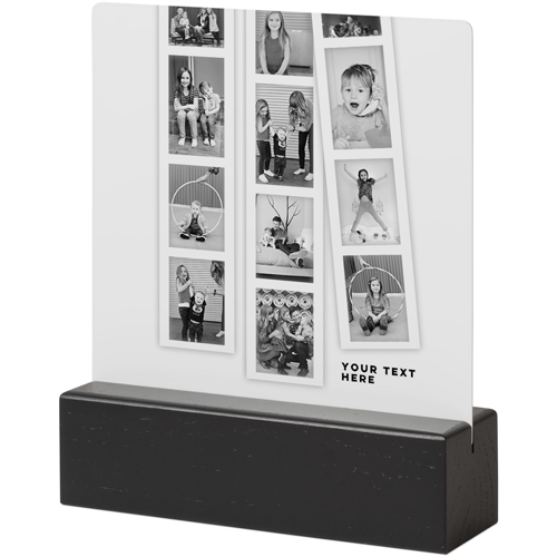 Modern Filmstrip Collage Tabletop Metal Prints, 5x5, Black, White