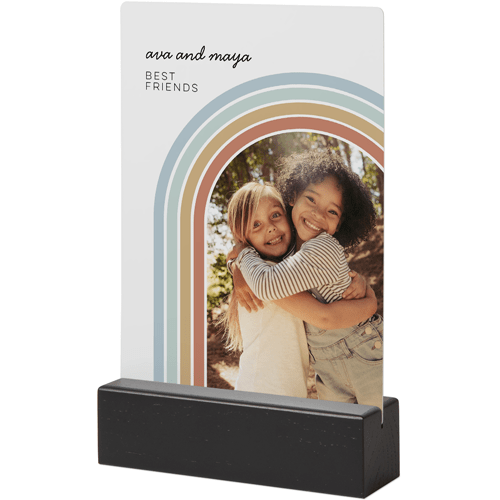 Rainbow Arch Frame Tabletop Metal Prints, 5x7, Black, Pink, terracotta