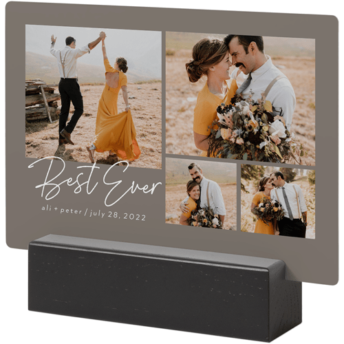 Script Postcard Tabletop Metal Prints, 5x7, Black, Gray, ash