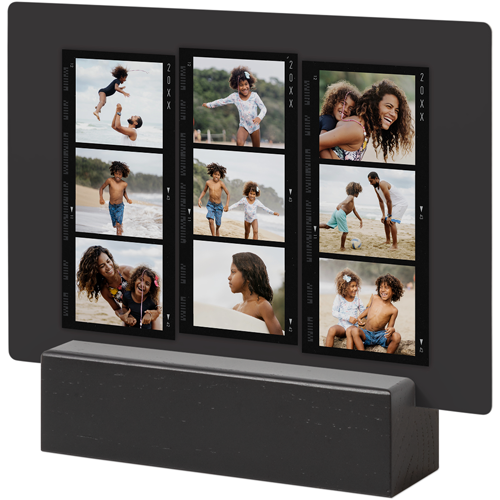 Travel Film Collage Tabletop Metal Prints, 5x7, Black, Gray, charcoal