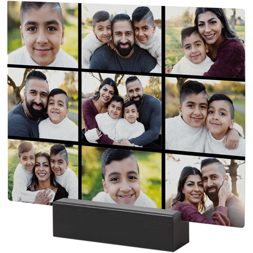 Grid Gallery of Nine Tabletop Metal Prints, 8x10, Black, Multicolor