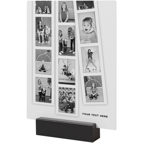 Modern Filmstrip Collage Tabletop Metal Prints, 8x10, Black, White