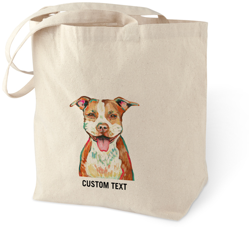 Pit Bull Terrier Mix Custom Text Cotton Tote Bag, Multicolor