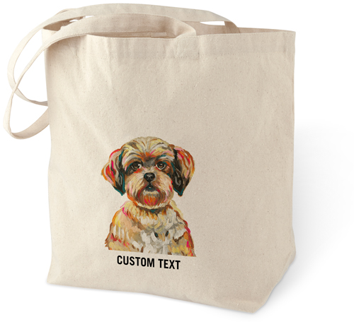 Shih Tzu Custom Text Cotton Tote Bag, Multicolor