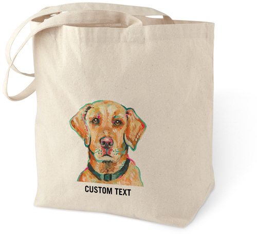 Yellow Lab Custom Text Cotton Tote Bag, Multicolor