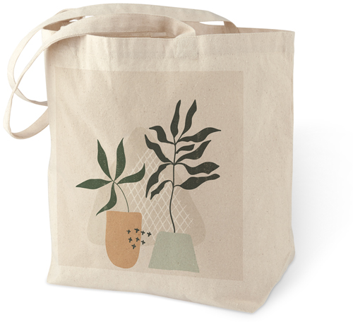Plant Doodle Cotton Tote Bag, Multicolor