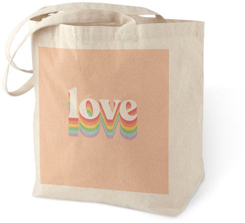 Retro Love Cotton Tote Bag, Multicolor