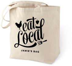 eat local cotton tote bag