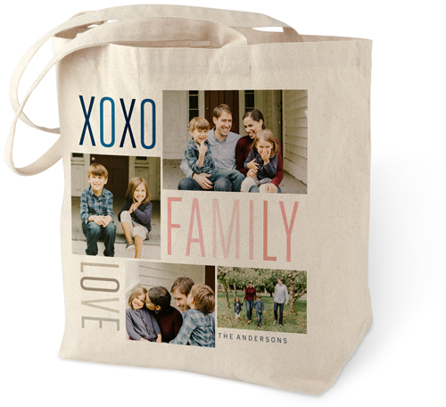 Family Xoxo Love Cotton Tote Bag, White