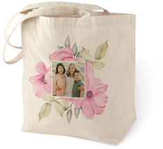 floral border frame cotton tote bag