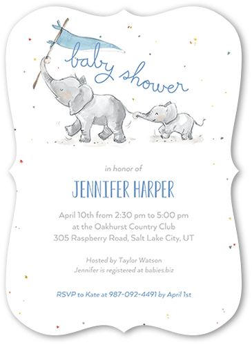 Baby shower invitations with elephants best sale on them