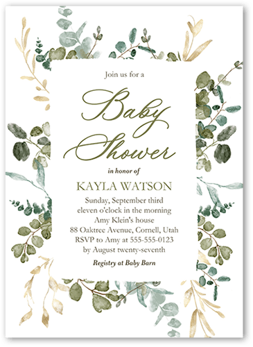 Baby Shower Invitation Eucalyptus Baby Shower Invite Greenery Baby