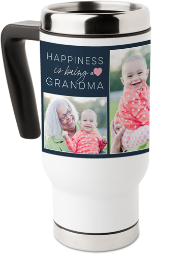 Happiness Is Being Travel Mug with Handle, 17oz, Black