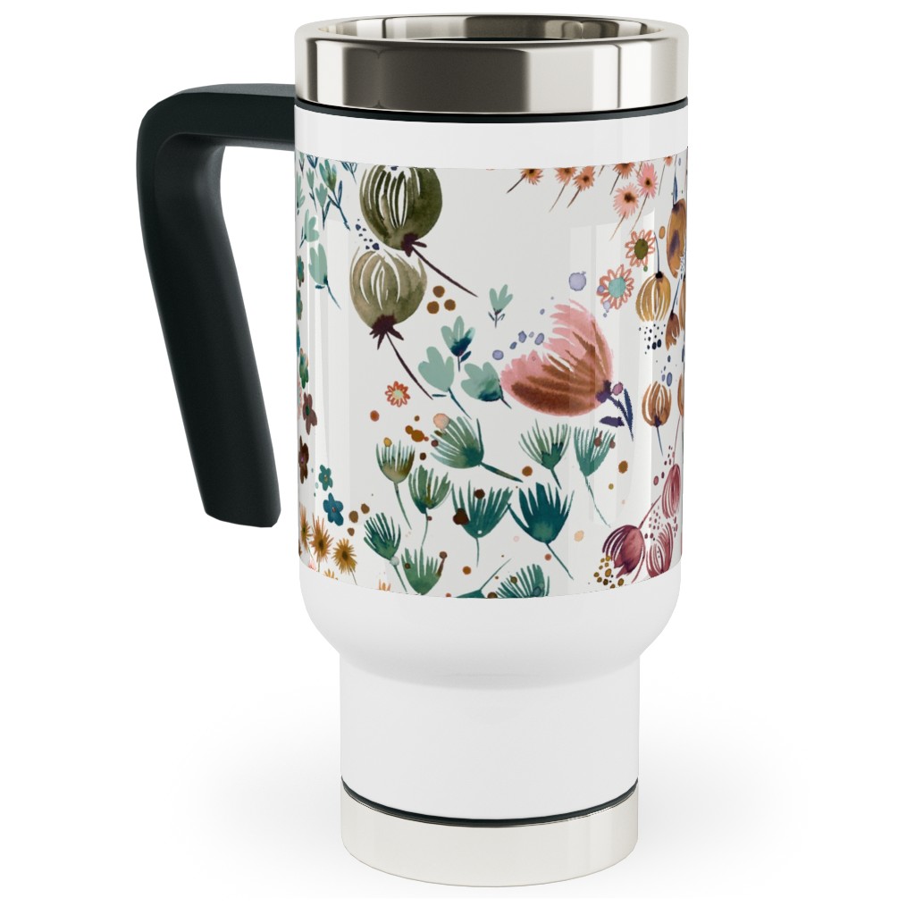 Meadow Flowers - Multi Travel Mug with Handle, 17oz, Multicolor