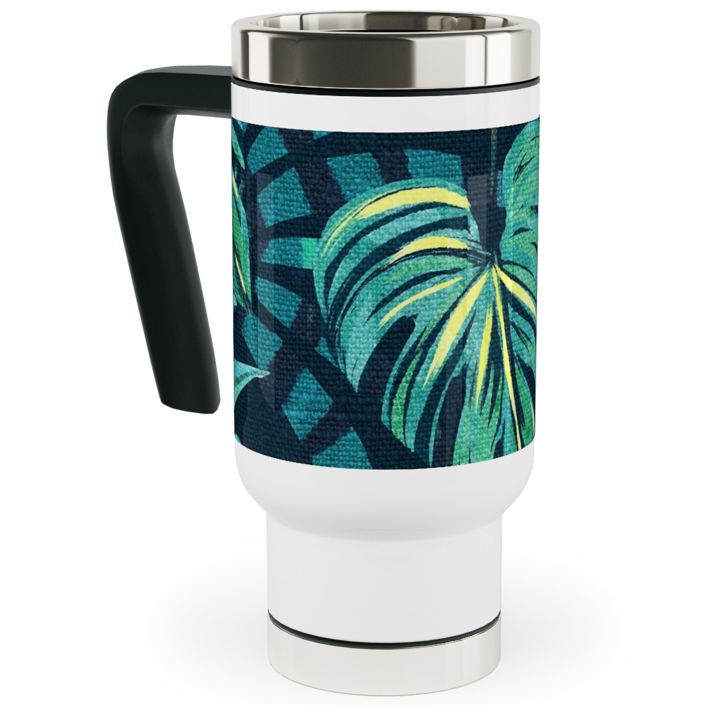 in a Tropical Mood Travel Mug with Handle, 17oz, Green, Classic Green