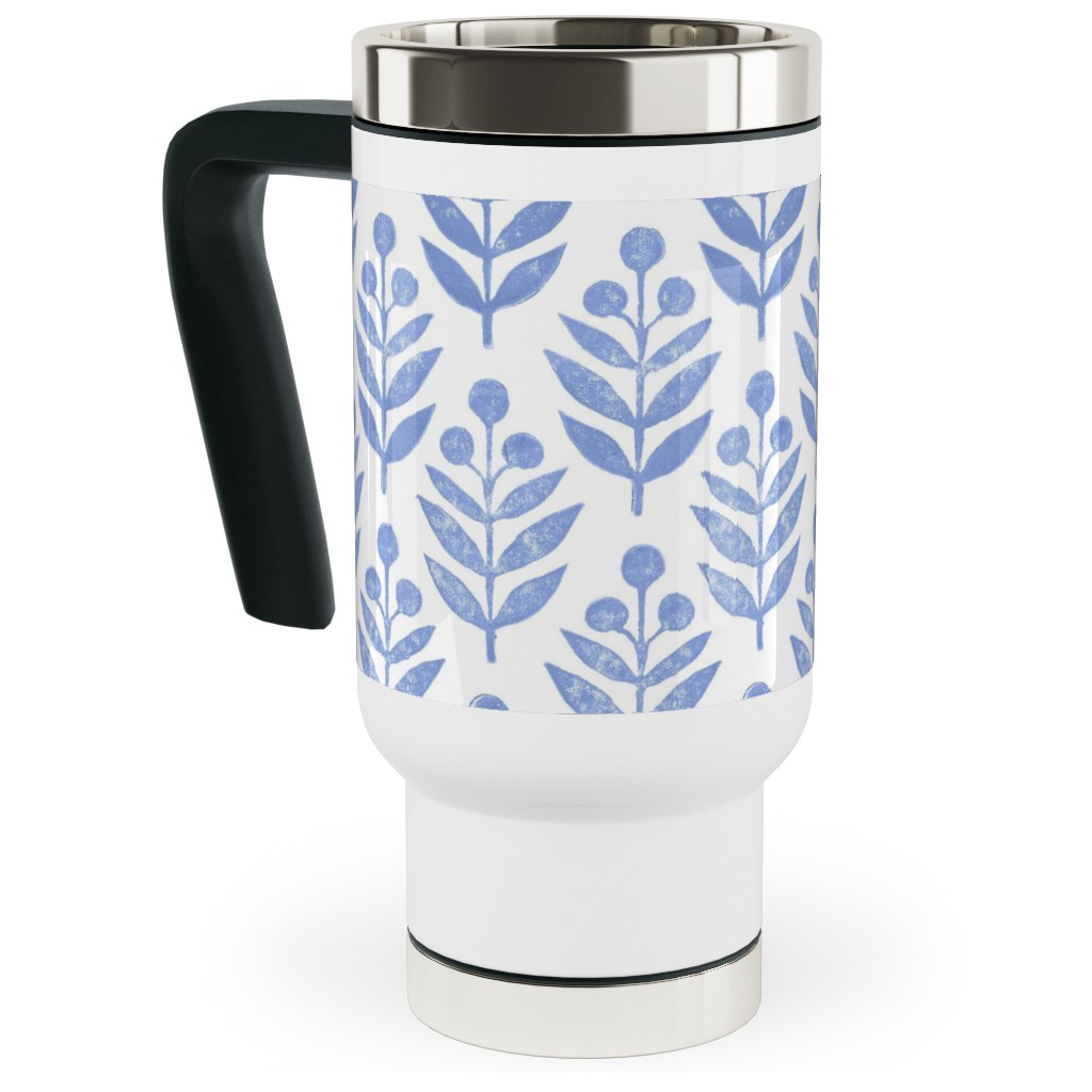 Lotti Quiet Travel Mug with Handle, 17oz, Blue, Light Blue