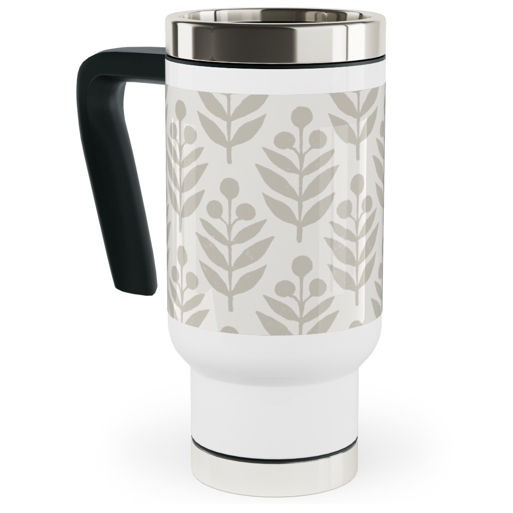 Lotti Quiet Travel Mug with Handle, 17oz, Beige