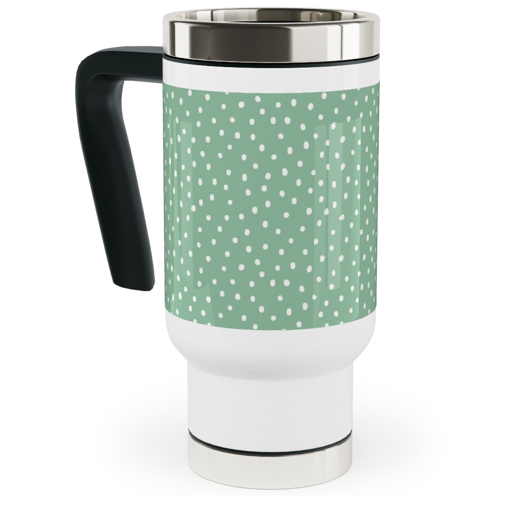 Joyful Bright Dots - Green Travel Mug with Handle, 17oz, Green