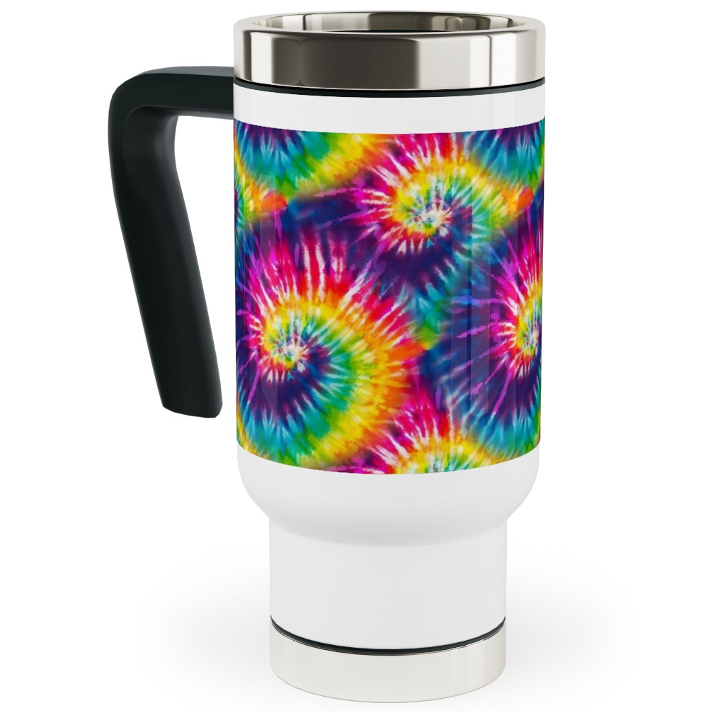 Colorful Rainbow Tie Dye Swirl Multi Travel Mug with Handle Shutterfly