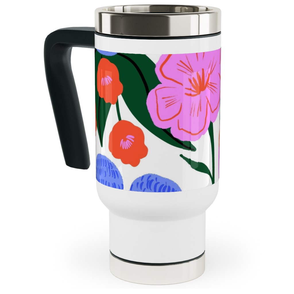 Garden Floral - Brights Travel Mug with Handle, 17oz, Multicolor